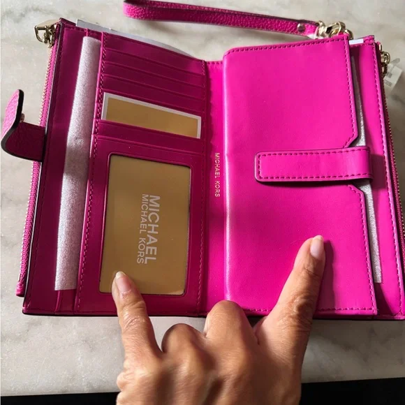 Michael Kors Fuchsia Leather Wristlet - Picture 2 of 3